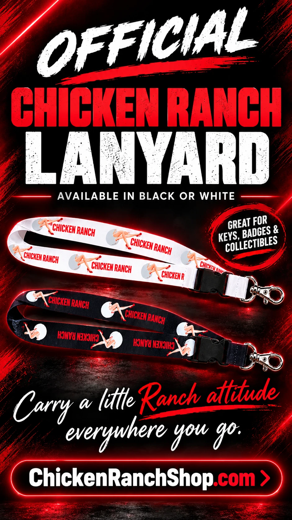 Official Chicken Ranch lanyards